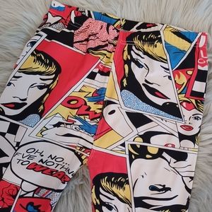 Ag-Less Red Yellow Comic Book Leggings Size Medium